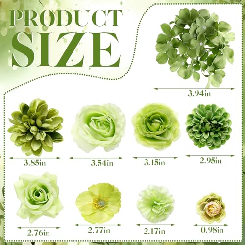 BBTO 21 Pcs Flower Hair Clip Rose Hair Clips Barrettes for Women Flower Accessories Boho Bride Claw Clip Hairpin Brooch Pin Headpiece for Wedding (Green Series) - color: Green Series