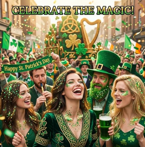 MEICOLY Green Face Body Glitter,St Patricks Day Chunky Hair Glitter for Women Kids,Self-Adhesive Holographic Green Accessories Irish Parade Makeup,Spirit Day Wear,Alien Costume,Festival Rave Outfits - color: green body glitter