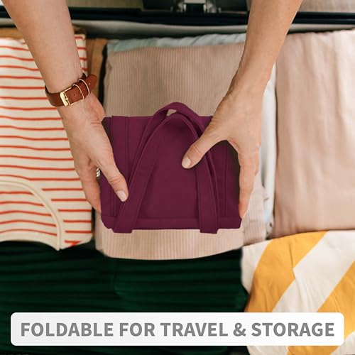 HOMESPON Large Canvas Tote Bag for Women Everything Bag with Pockets and Laptop Sleeve - color: Maroon