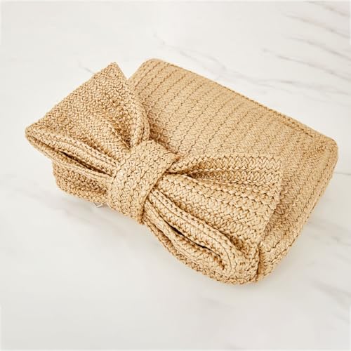 Huralona Women Straw Woven Clutch Purse Pleated Handbag for Summer Beach Vacation Straw Shoulder Crossbody Bag - color: Black5