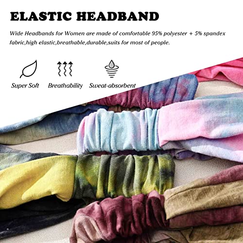 Olbye Boho Headband Turban Elastic Head Wrap Bandana Colorful Head Band Cover Yoga Hair Band Hair Accessories for Women and Girls 8Pcs
