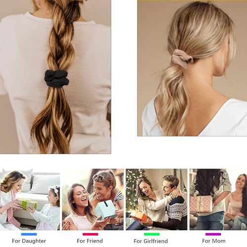 Soft Scrunchies for Women - No Crease, No Damage Hair Ties for Thick or Thin Hair in White - Ponytail Holders, 5-Pack - color: White