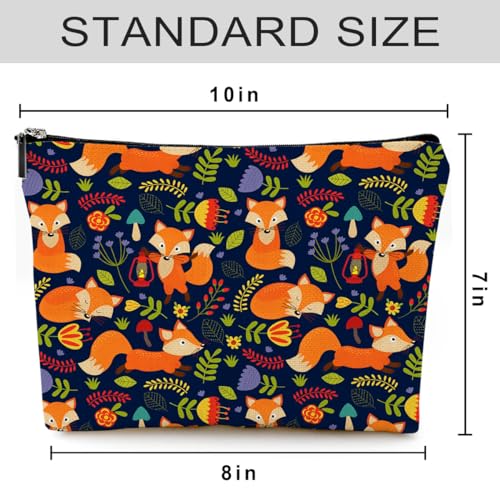 Small Makeup Bag for Purse Cute Canvas Waterproof Cosmetic Bags for Women Zipper Travel Toiletry Pouch-Fox Makeup Bags - color: Fox Makeup Bags