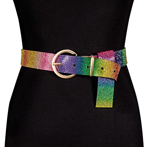 Dubulle Womens Belt Chain Leather Belts Vintage Western Adjustable Elastic Double Buckle for Cowboy Pant Dress - color: Multicolor