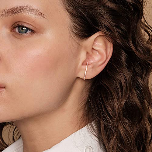 PAVOI 14K Gold Plated 925 Sterling Silver Post Minimalist Suspender Ear Cuff Earrings for Women | Wrap Earlobe Studs - style: Cubic Zirconia