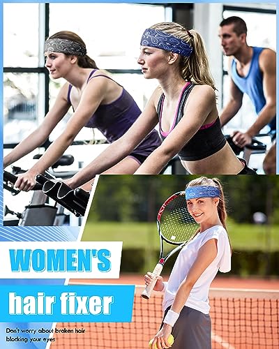 18 Pcs Sports Sweatbands for Men Women Camo Headbands Workout Non Slip Headbands Breathable Head Band Fitness Stretchy Unisex Hairband for Yoga Running Cycling Ball - color: Vintage Colors