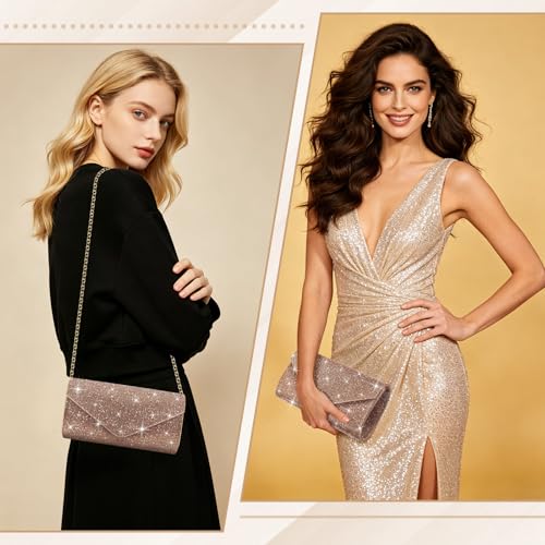 PACETAP Rhinestone Clutch Purses for Women, Sparkly Glitter Evening Bags Handbag for 1920s Party Wedding Prom(Champagne) - color: Rhinestone Champagne