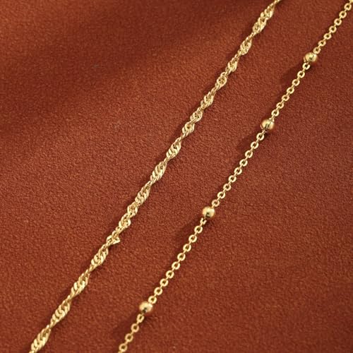 2/3 PCS Gold Anklets for Women Waterproof Cuban Link Anklet Beaded Bracelets Stackable Bracelets 14K Gold Plated Custom Jewelry Gifts Non Tarnish Lightweight - style: Gold Anklet 03