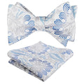 Alizeal Mens 2pcs Classic Floral Pattern Self-tied Bow Tie and Handkerchief Set - color: 035-silver+blue