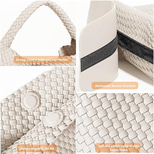 Geelyda Woven Tote Bag for Women with Purse, Fashion Shoulder Hobo Underarm Bags, Large Woven Handmade Work Commuter Day Bags - color: White