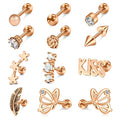 Mayhoop 16g Cartilage Earrings - Men Women Surgical Stainless Steel Tragus Piercing Jewelry Stud Hoop Forward Helix Rook Daith Conch Earrings - style: Rose-gold-2