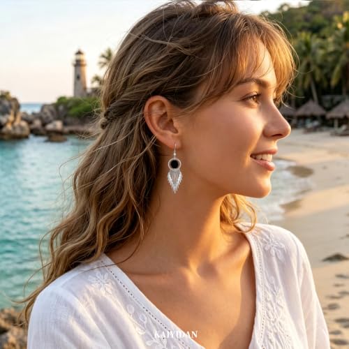 Silver Dangle Earrings For Women Trendy,Boho Cute Drop Western Earings,Vintage Gothic Ethnic Statement Beach Vacation Long Earrings with Leaf Teardrop Turquoise Crystal Tassels,Fashion Jewelry Birthday Gift. - color: A59) Silver Plated Tassels Dangle