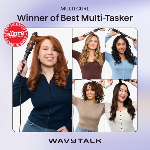 Wavytalk 5 in 1 Curling Wand Set, Multi Curl, Curling Wand Set with Thermal Brush and 4 Interchangeable Ceramic Curling Wand(0.5”-1.25”), Instant Heat Up Wand Curling Iron - color: Classic Rose Gold