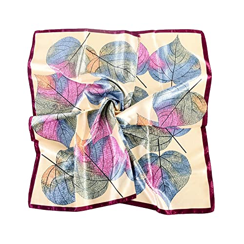4Pcs Silk Head Scarves for Women Satin Hair Scarf 35”Large Square Bandana Silk Like Neck Scarf Shawl - color: Beige/Red/Purple/Gray