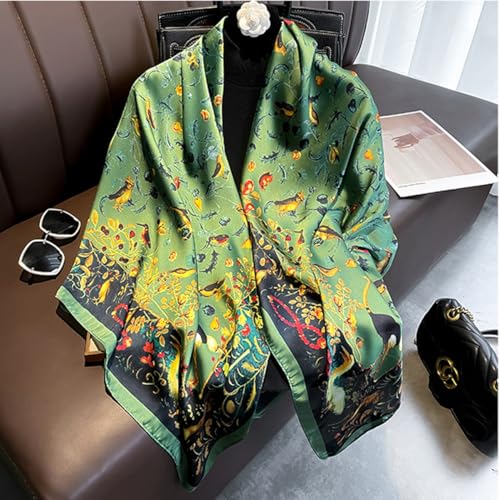 K-Elewon Large Square Scarf 43" Silk Scarf Fashion Scarves Silk Feeling Hair Wrapping Scarfs Night Sleeping Headscarf - color: Vb16