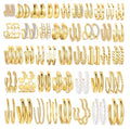 36 Pairs Gold Hoop Earrings Set for Women, Chunky Gold Earrings Multipack, Trendy Silver Hoop Earring Pack Jewelry - color: Style4-gold