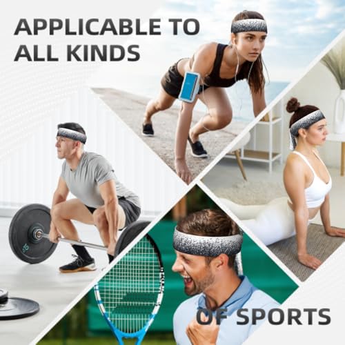 Sports Tie Headband Bandana Running Athletic Sweat Band Elastic Adjustable Sport Head Tie for Men Women Head Ties Ninja Tie Headbands Tennis Sweatbands Soccer Basketball Teams Running Head Band - color: Black white gradient