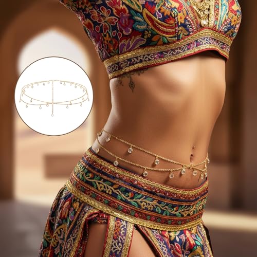 Belly Chain Waist Chains for Women, Sexy Body Chains Boho Layered Beach Waist Chain Adjustable Bikini Body Jewelry Waist Jewelry for Women Back Jewelries for Backless Dress