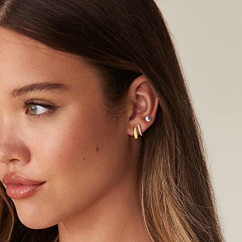 PAVOI Small Gold Hoop Earrings for Women - 14K Gold Plated Huggie Earring | Hypoallergenic Earring Set - Dainty Huggie Hoops with 925 Sterling Silver Posts - Cartilage Hoop Earrings - color: 18K Rose Gold Vermeil