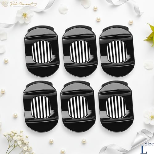 RC ROCHE 6 Pcs Flat Claw Hair Clips for Women Thick Hair French Round Duckbill Square Secure Strong Hold Grip Clamps Barrettes Curved No Slip No Crease Styling Cute Extra Jumbo XL, Large Black - color: (Large) Black