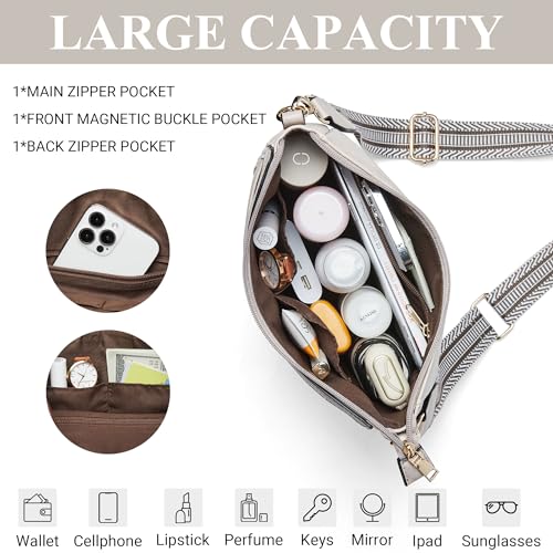 Crossbody Bags for Women Crossbody Purse for Women Vegan Leather Hobo Purses Shoulder Handbags for Daily Travel Work - color: 2-1 Grey