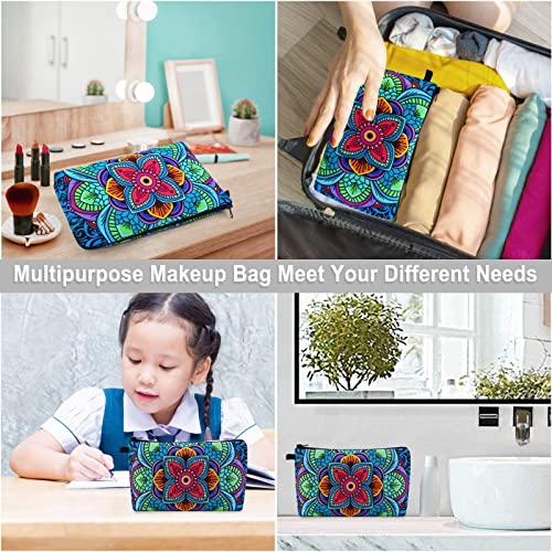 MAGEFY Small Makeup Bag, Portable Travel Cosmetic Bag Zipper Pouch Waterproof Makeup Pouch Multifunctional Small Bag for Women (1 pack, dark blue flower 0179) - color: dark blue flower 0179