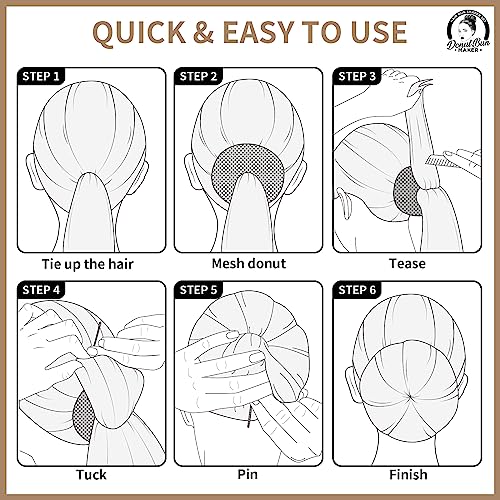 Teenitor Hair Bun Maker, 7pcs Bun Donuts for hair Buns(1 Extra-Large, 2 Large, 2 Medium, 2 Small), Light Brown - color: D-Light Brown