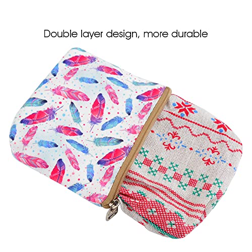 Women and Girls Cute Fashion Coin Purse Wallet Bag Change Pouch Key Holder - color: Colorful Feathers
