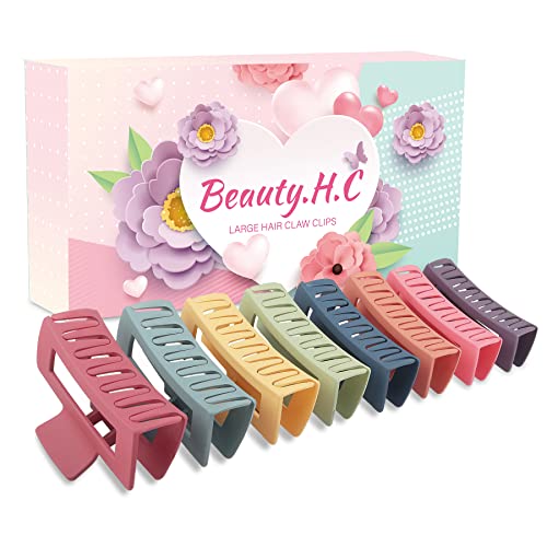 Hair Clip, 8PCS Large Colorful Square Claw Clips for Thick Thin Curly Long Hair, Strong Hold, Nonslip, Pastel Matte, 4.1 Inches, Women Girls, Gift - color: C-Colorful Square