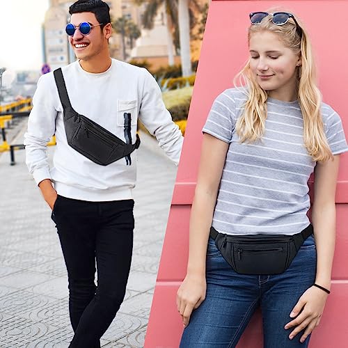 Fanny Pack for Men Women,Crossbody Waist Bag Pack,Belt Bag for Travel Walking Running Hiking Cycling,Easy Carry Any Phone,Wallet (Black) - color: Black