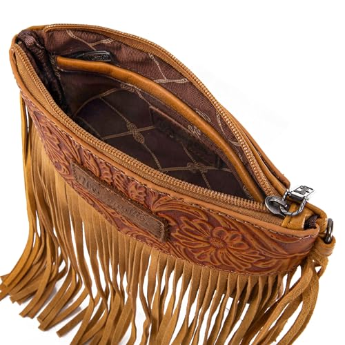 Wrangler Crossbody Small Purse for Women Wristlet Fringe Bag Western Purse - color: Angel Yellow
