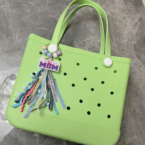 Baseball Softball Soccer Football Volleyball Sports Mom Charms for Bogg Bag Accessories Tassel Backpack Gifts - style: Gymnastics Mom