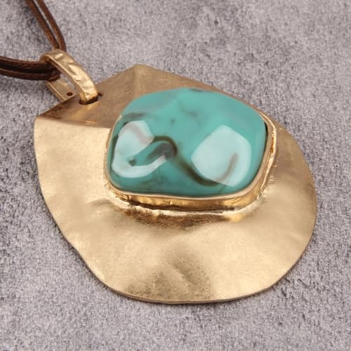 Leather Necklace for Women Long Boho Necklace Bohemian Choker Vintage Necklace Braided Boho Jewelry with Adjustable Brown Leather Cord - color: Bohemian Pendant Necklace