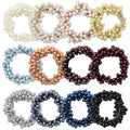 Dizila 12 Pack Stretchy Bling Glitter Sparkly Pearl Hair Ties Scrunchies Beaded Hair Elastics Decorative Thin Thick Hair Ponytail Holders Bracelet Hair Ropes Bands Beautiful Accessories for Women Girl