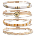 FANCY SHINY Boho Nautical Compass String Bracelets Beaded Clay Beads Bracelet Stackable Friendship Bracelets Summer Beach Outfits for Women Girls - color: Wheat