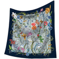 Premium Floral Scarf for Women 35x35 Square Silk Feel-Lightweight Scarves Headscarf Bandanas Wrapping Handbag - color: Wildflower