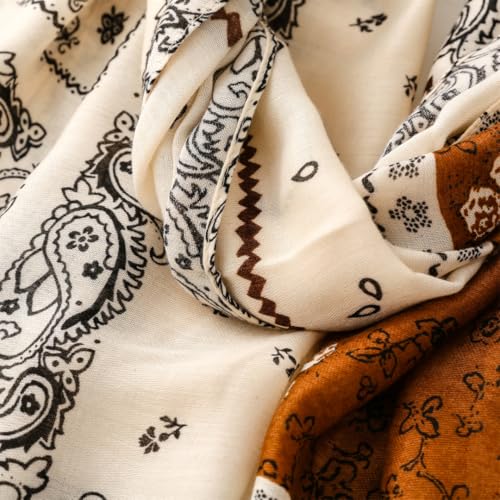 WaJuemy Travel Boho Scarf for Women Casual Lightweight Pashmina Scarves Fashion Multicolor Shawl Wraps with Fringed Beads - color: 33 Beige Boho