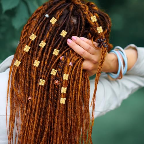 100 Pcs Hair Gold Cuffs Gold Dreadlocks Beads Adjustable Hair Braid Rings Clips Dread Locks Hairs Braiding Metal Jewelry for Braids Women Hairs Clips Decoration Accessories Festival Gifts