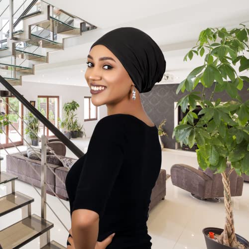 Hats Scarves & More Bamboo Slouchy Beanie for Women Chemo Headwear Moisture Wicking Cancer Turban Head Wrap Snood - color: Black