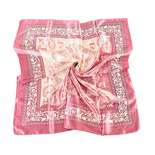 4Pcs Silk Head Scarves for Women Satin Hair Scarf 35”Large Square Bandana Silk Like Neck Scarf Shawl - color: Navy/Red/Coffee/Purple
