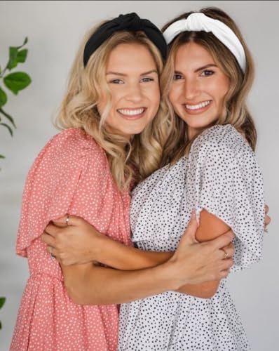 Knotted Headbands for Women: Non-Slip Fashion Hair Accessories with Cute Wide Top Knot Hoops for Hair in Black, White, and Leopard Print - color: Black White Cheetah Head Band