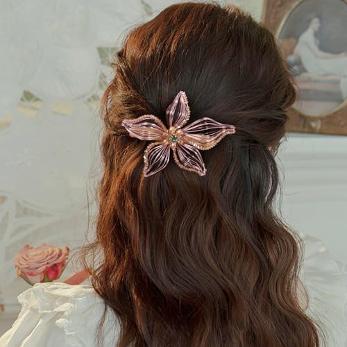 Mistofu DIY Copper Wire Metal Hand-woven High-level design Barrettes Elegant Hair Accessories, Gifts for Women Girls (yellow-a) - color: yellow-a