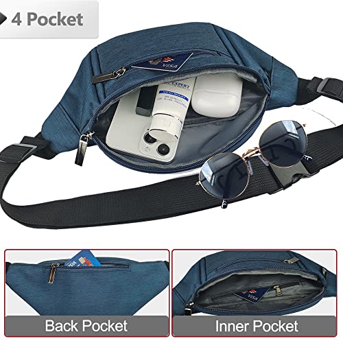 Fanny Pack for Men Women,Crossbody Waist Bag Pack,Belt Bag for Travel Walking Running Hiking Cycling,Easy Carry Any Phone,Wallet (Dark blue) - color: Dark blue
