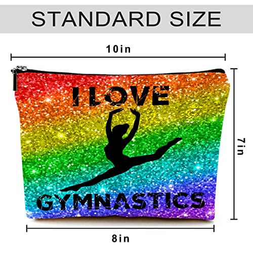 Cute Makeup Bag for Purse Canvas Waterproof Funny Cosmetic Bags for Women Zipper Travel Toiletry Pouch-I Love Gymnastics Makeup Bags-Glitter - color: Glitter I Love Gymnastics Makeup Bags