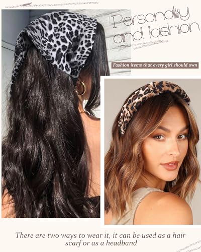 HAIMEIKANG Floral Bandana Headbands for Women Boho Hair Bandanas Scarf Triangle Kerchief Hair Bands Vintage Head Scarf(Leopard) - color: Leopard