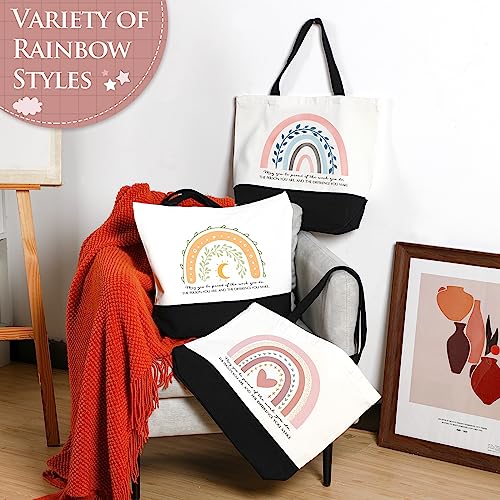 Sieral 10 Pcs Teacher Appreciation Gift Rainbow Canva Teacher Tote Bags Pack Retirement Thank You Reusable Bag Women Summer(Proud Sign) - style: Proud Sign