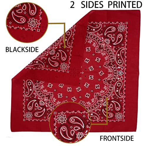 6 Pack 12 Pack Bandanas 2 Sides Printed 22inch Unisex Cowboy Kerchiefs - color: Assorted 4-6 Pack