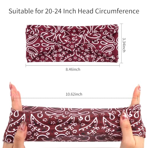 YARIEW 6Pcs Headbands Paisley Bandanas Head Bands Sweat Band Hair Wrap Headwrap Fashion Boho Wide Thick Workout Yoga Elastic Headbands Mens Cooling Running Sports Headband Sweatbands for Women and Men - color: Multi-colored-3