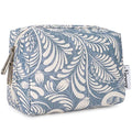 Narwey Small Makeup Bag for Purse Mini Cosmetic Bag Travel Makeup Pouch Zipper Pouch Cute Make up Bags with Compartments for Women Girls (Small, Blue Leaf) - color: Blue Leaf, style: Small