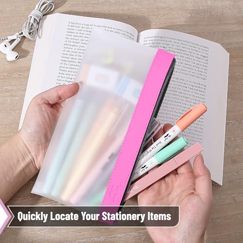 Mr. Pen- Clear Pencil Pouch, 8.50"x4.25", 3 Pack, Durable TPU Material | Medium Water-Resistant Pencil Bags with Smooth Zipper, Multipurpose Clear Pouch for Stationery, School, Office - color: Pink Shades, size: 3 Pack, Medium
